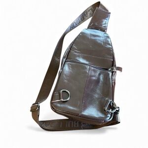 Sleek Brown Leather Men's Sling Bag